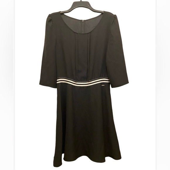 Armani Exchange Black and White Sheath Dress with Puff Sleeves - Picture 1 of 3